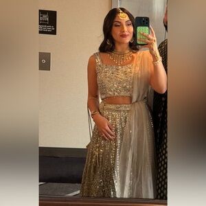 Saree- Beautiful Indian silver sequins